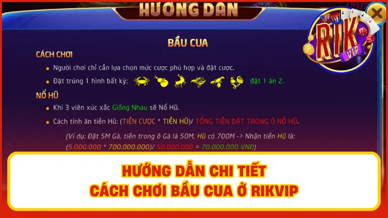 Hướng dẫn cách chọn trò chơi bầu cua trên hệ thống Rikvip